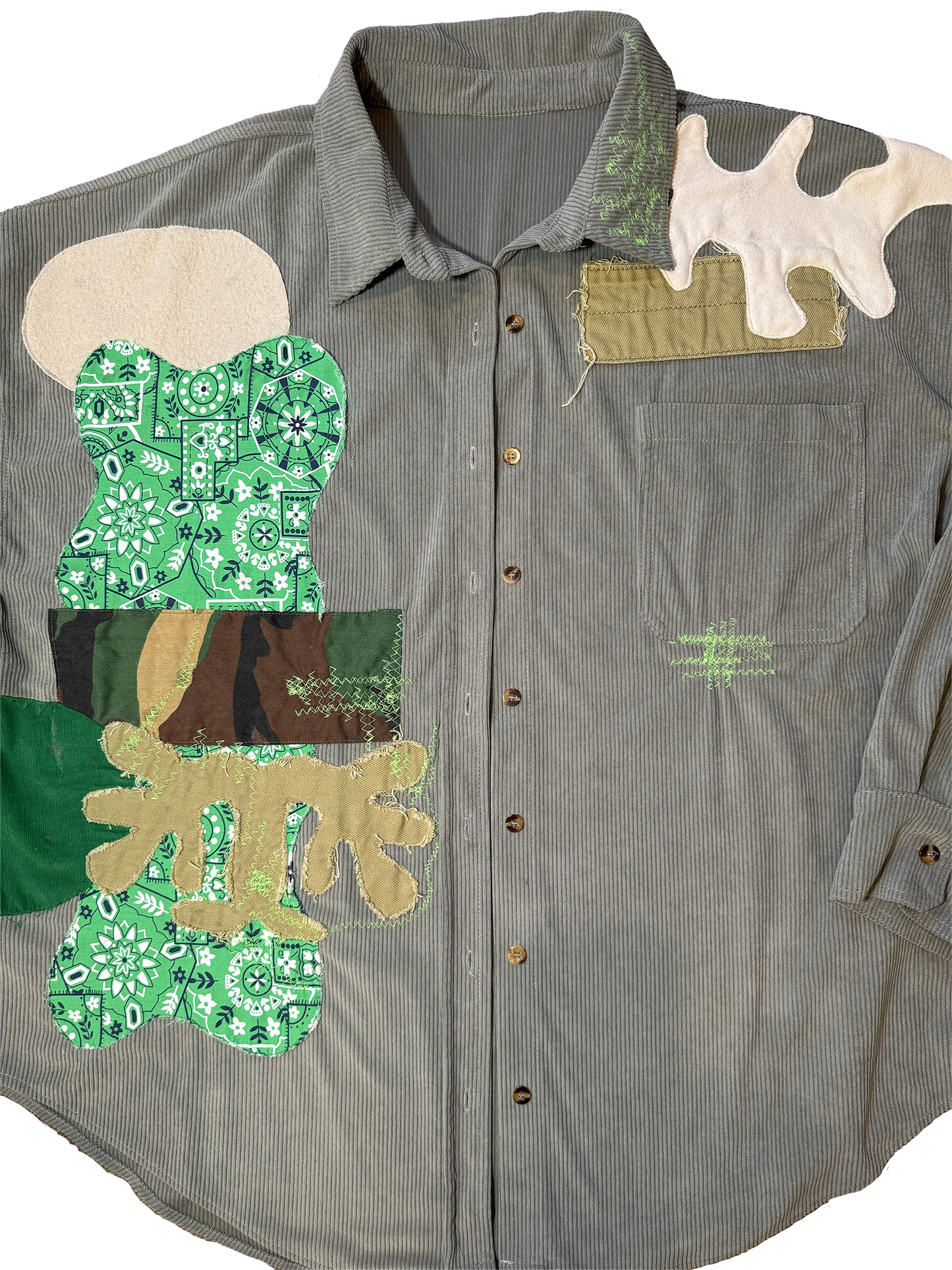 OVERSIZED DARK SAGE CORDUROY BUTTON DOWN
