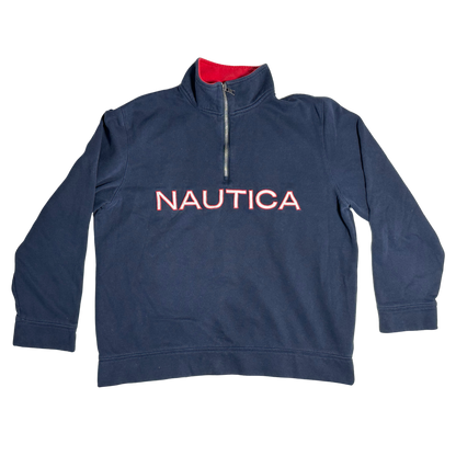 NAVY NAUTICA HALF ZIP UP LARGE