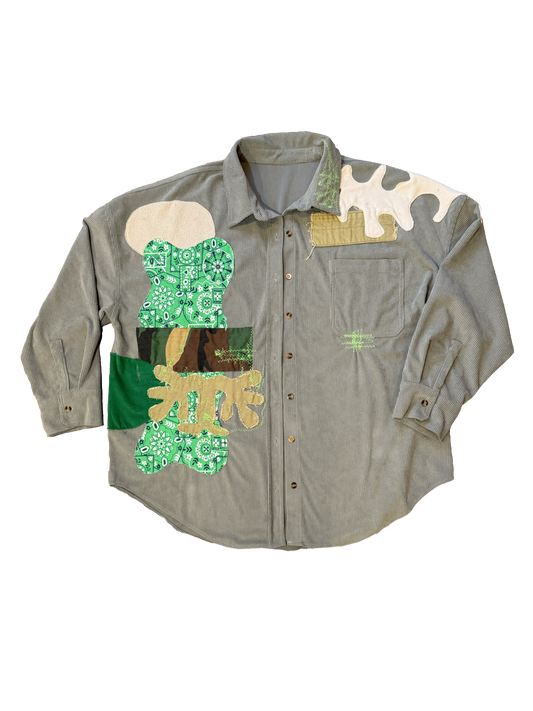 OVERSIZED DARK SAGE CORDUROY BUTTON DOWN
